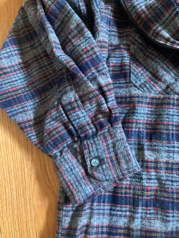 Vintage 90s Zip Up Plaid Shirt With Corduroy Coll… - image 5