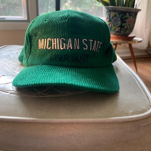 Vintage 1980s Michigan State Spartans Corduroy Snapback Hat