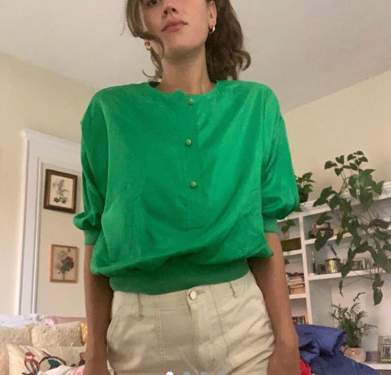 Vintage 80s Green Polyester Top