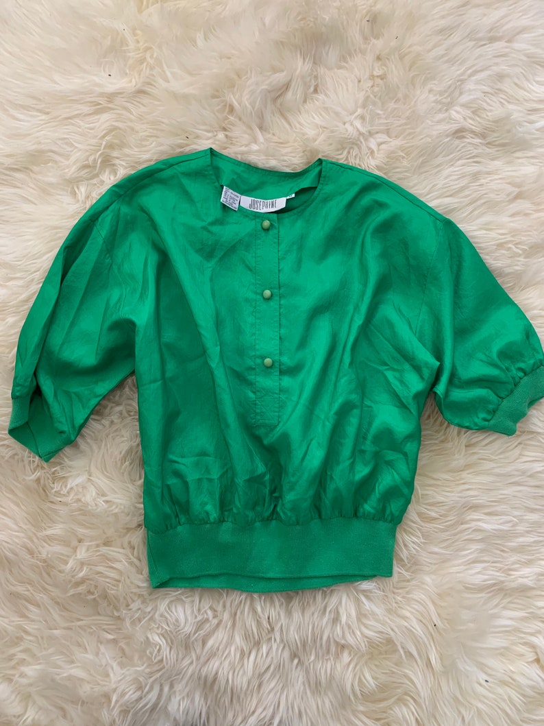 Vintage 80s Green Polyester Top