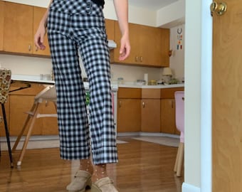 Y2K Does 70s Wide Leg Black/White Plaid Pants
