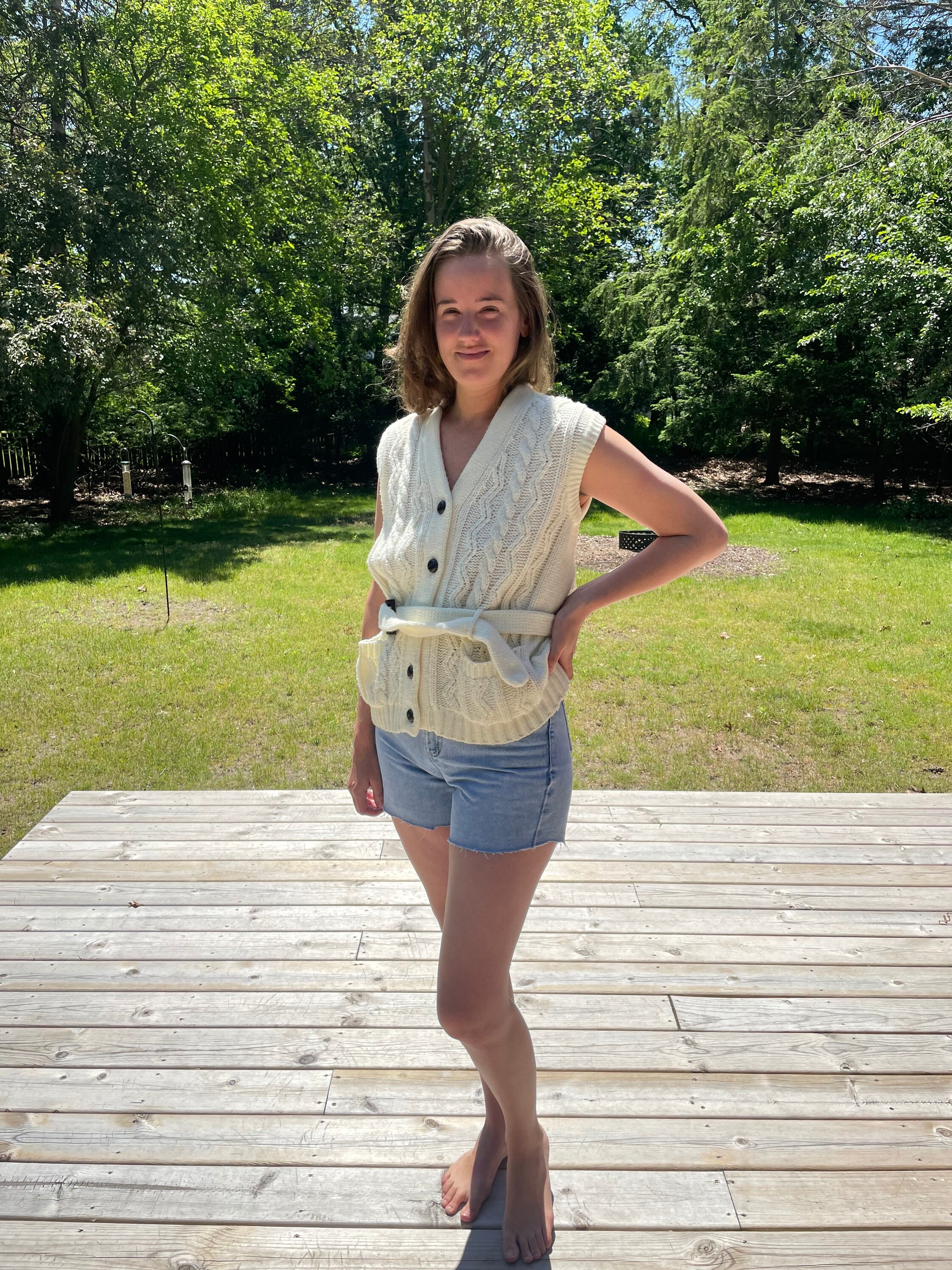 Belted cheap sweater vest