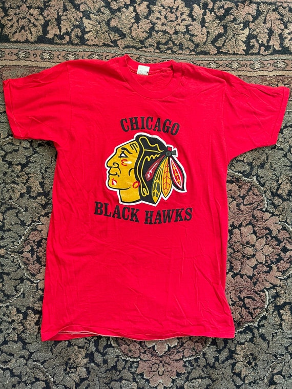 Vintage 80s NHL Chicago Black Hawks Hockey T-Shirt - image 1