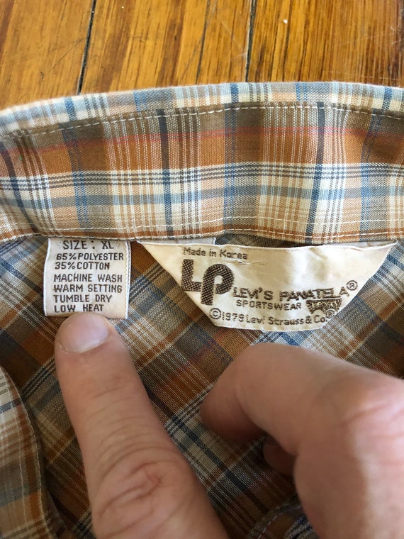 Vintage 1979 Levi's Pearl Snap Plaid Western Shirt - image 3