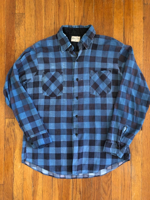 Vintage 70s Plaid Button Up Flannel Shirt - image 1