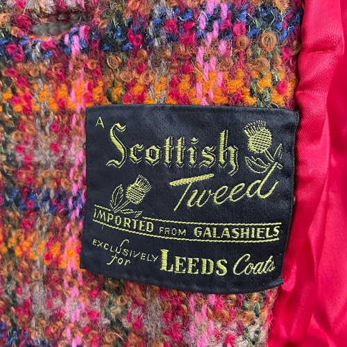 Vintage shops 60s Tweed Plaid Satin Lined Peacoat