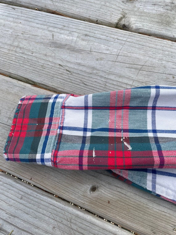 Retro 90s Thrashed Woolrich Plaid Button Up Shirt - image 2