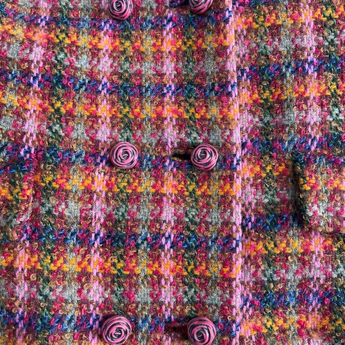 Vintage shops 60s Tweed Plaid Satin Lined Peacoat