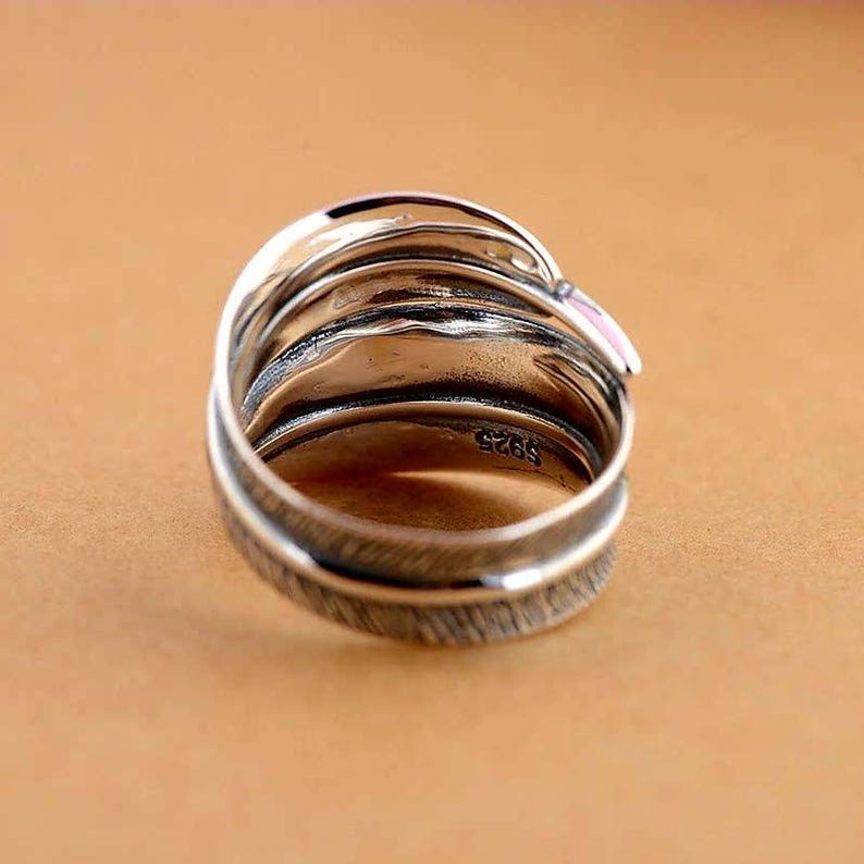 100/% Real 925 Sterling Silver Jewelry Butterfly Feather Retro Rings for Women Party Gift Bijoux Thai Silver Ring free delivery
