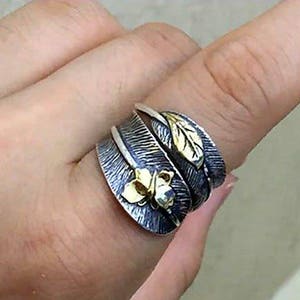 100/% Real 925 Sterling Silver Jewelry Butterfly Feather Retro Rings for Women Party Gift Bijoux Thai Silver Ring free delivery