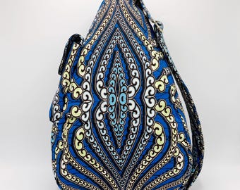 Blue & Yellow African Wax Print Shoulder Bag, Handbag, Purse, Pocketbook, Luggage, Backpack, Accessory
