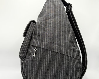 Charcoal Grey Denim Shoulder Bag, Handbag, Purse, Pocketbook, Luggage, Backpack, Accessory
