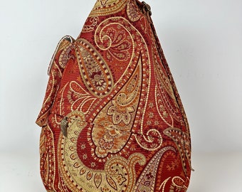 Golden Paisley Shoulder Bag, Handbag, Purse, Pocketbook, Luggage, Backpack, Accessory