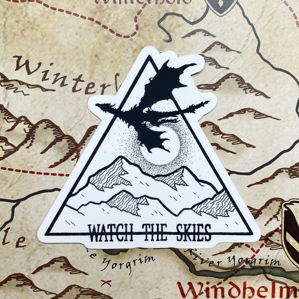 Watch The Skies - Skyrim Inspired Sticker