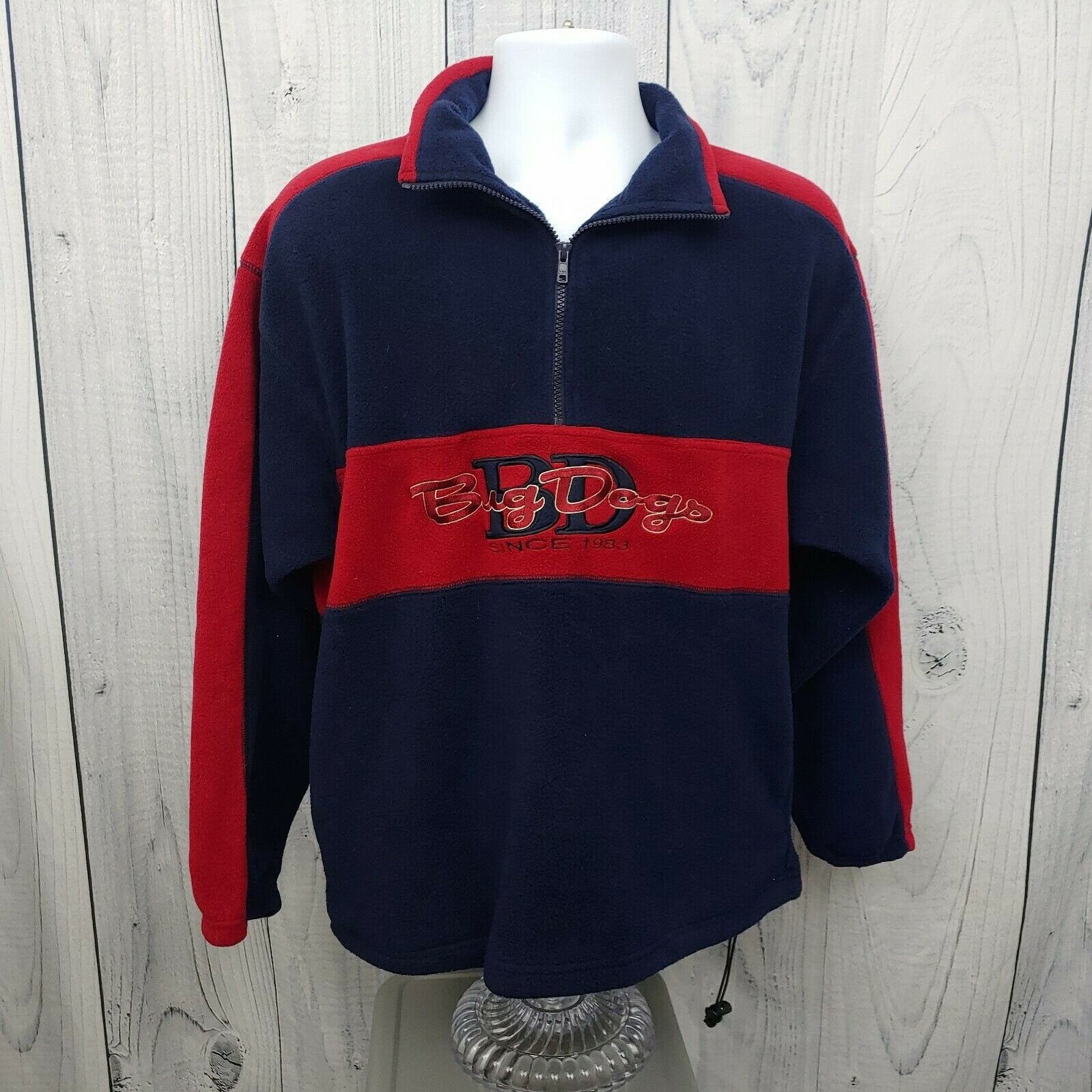 Vintage Big Dogs Fleece Pullover Sweat Shirt Red Blue Sweater | Etsy