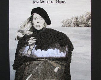 Joni Mitchell, Hejira, embroidered, print, canvas, 14x14