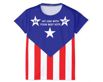 Hit Him With Your Best Vote Jersey Women's, 86 & 47 Stars | Patriotic Red White Blue