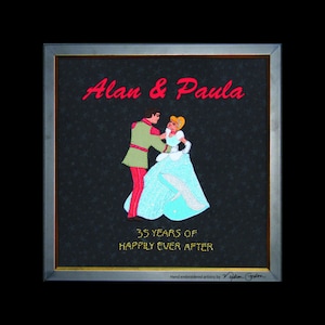 Cinderella, customized, anniversary gift, print of embroidered original on canvas, 12x12