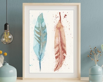 Feathers - 8"x10" Watercolor Print (frame not included)