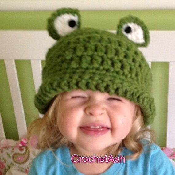 Items similar to Green Frog Beanie for babies or children- soft ...