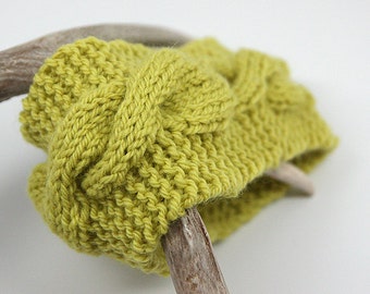 Bright Yellow Green Cable Knit Headband, Ear Warmer, Yellow Women's Accessories