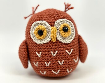 Handmade Crochet Owl Toy – Amigurumi Owl Plush, Cute Woodland Stuffed Animal, Nursery Decor or Gift
