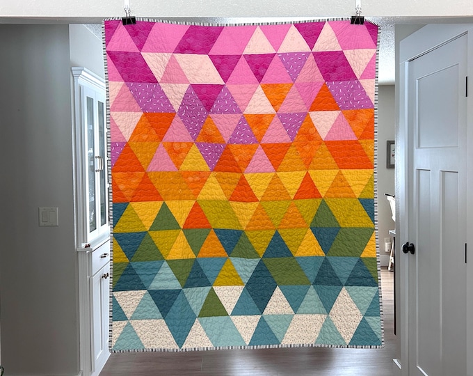 Handmade Rainbow Quilt – Modern Geometric Cotton Throw, 44x53 - Etsy