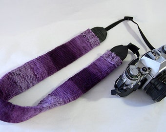 Purple Knit Camera Strap Cover, Boho Camera Strap Cover