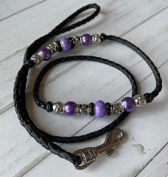Kangaroo Black With Purple Beads, Dog Show Lead