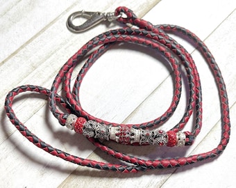 Kangaroo Leather Red Black Dog Show Lead