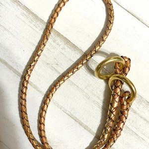 Kangaroo Braided Dog Slip Collar,  Metallic Gold & Copper