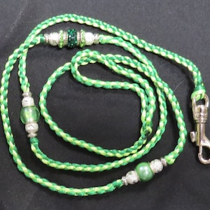 Nylon Braided Beaded, Lime Green & White, Dog Show Lead,