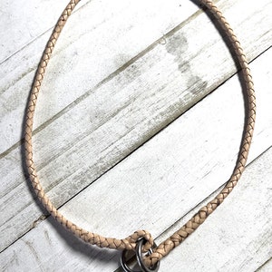 Kangaroo Leather Natural Braided Dog Slip Collar