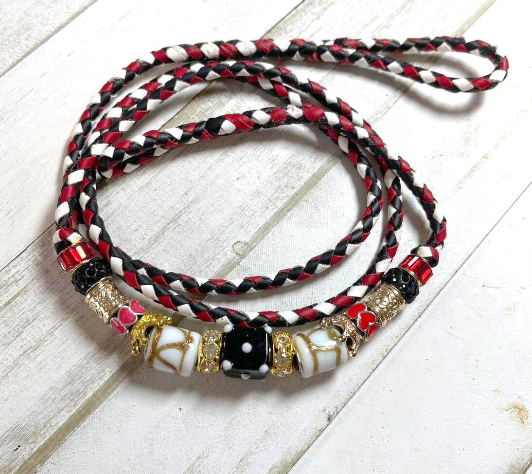 Kangaroo Leather White Black Red Dog Show Lead Etsy