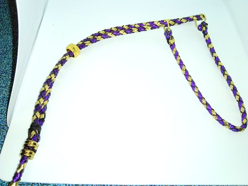 Kangaroo Leather Martingale Metallic Purple /& Gold 4 ft Show Lead