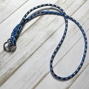 Kangaroo Braided Dog Slip Collar With Custom Colors, Metallic SS, Navy Blue, Cobalt Blue