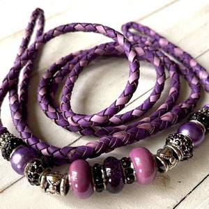 Kangaroo Leather Purple & Lavender Dog Show Lead