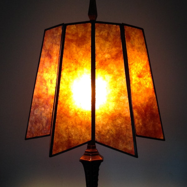 Early 1920's Art Deco Lamp w/ Custom Mica Star Shade