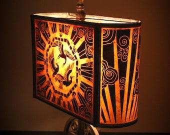 Custom 1920s Style Classic Art Deco Mica Bird Swirl Shade