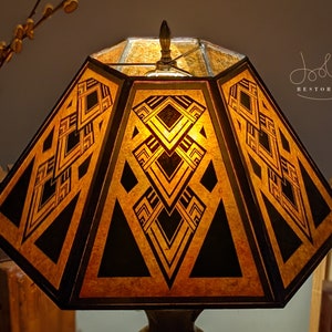 CUSTOM 1920's style Art Deco Geometric Mica Lamp Shade