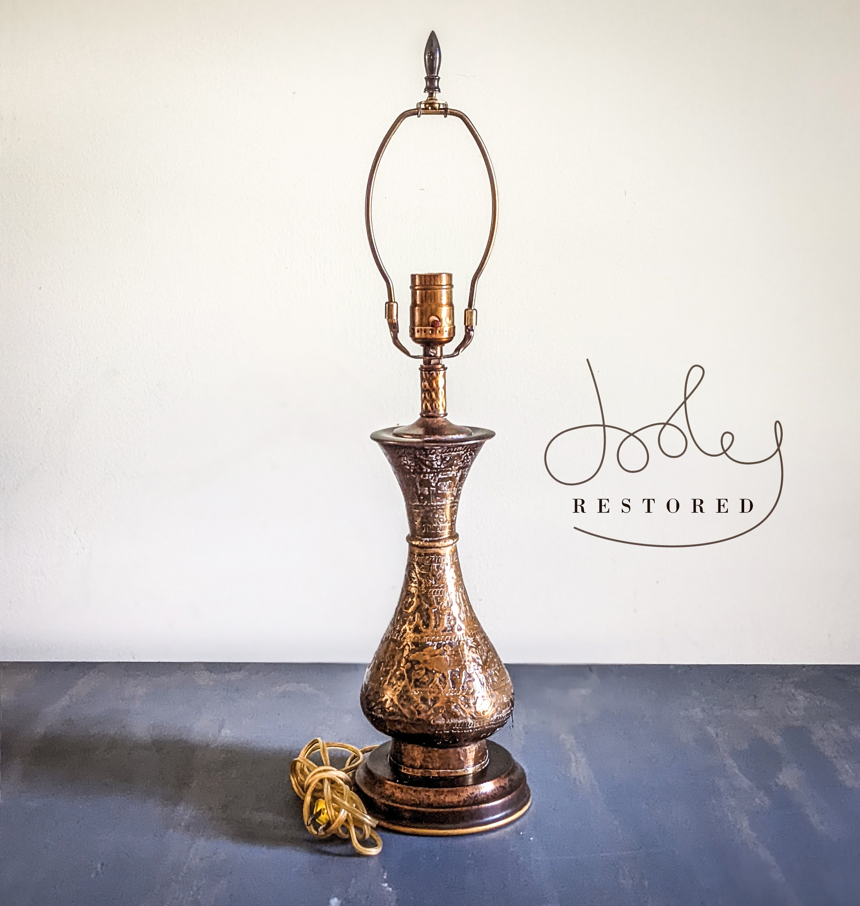 19th Century Mamluk Revival Brass Vase Lamp With Sawtooth Mica Etsy