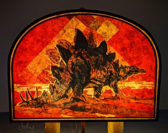 Custom Eclectic Jazz Age Art Deco Dinosaur Limited Lamp Shade Collection by Dooley Restored.