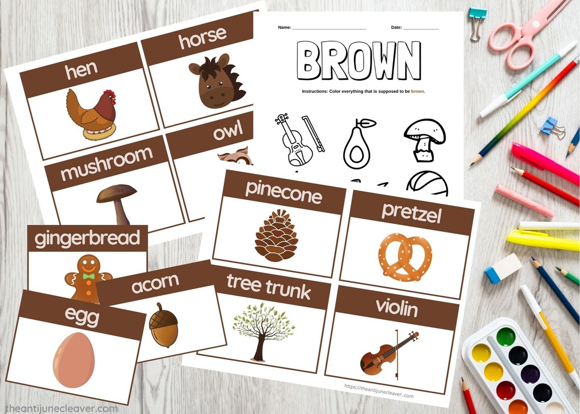 What Things are Brown Set of 16 Brown Words Flashcards - Etsy España