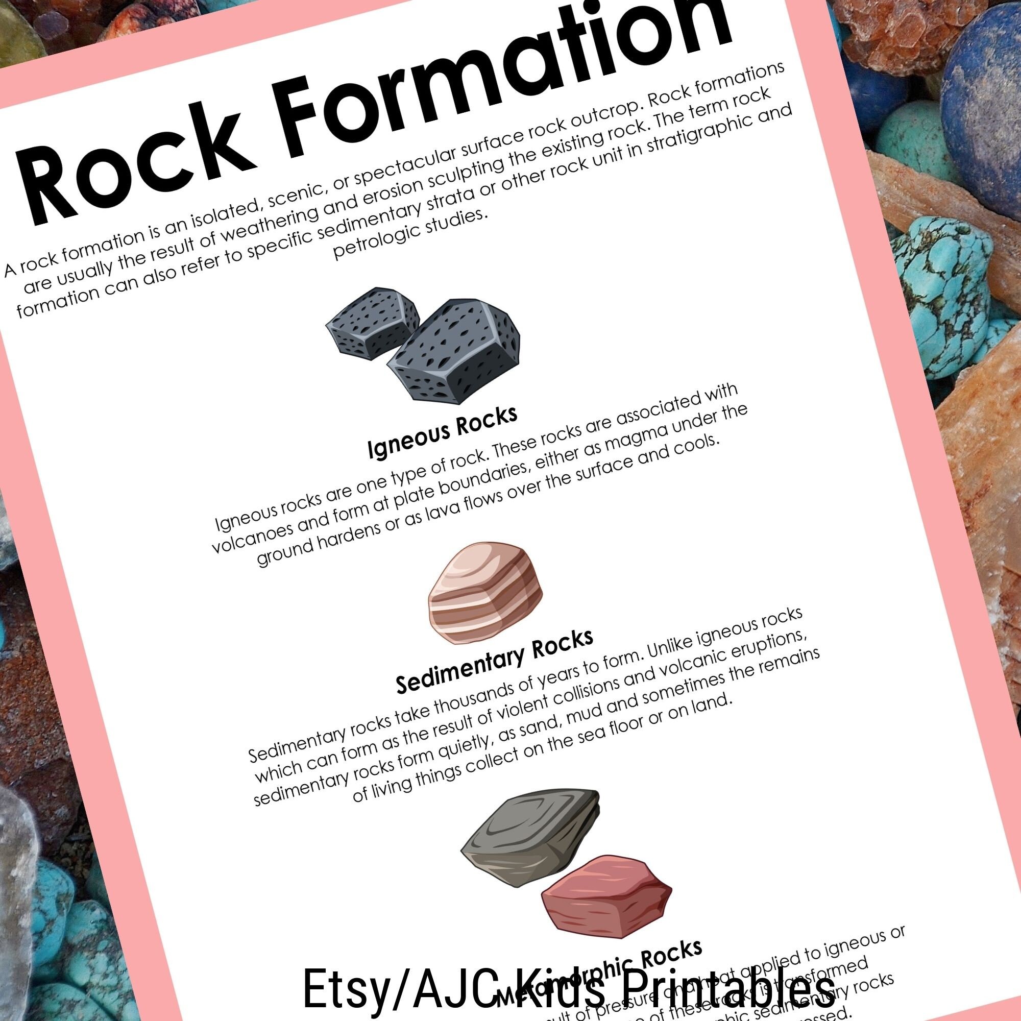 rock printable worksheets geology educational activities for etsy