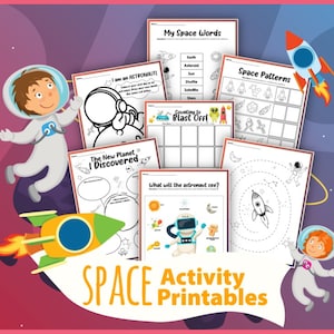 Outer Space Printable Worksheets for Kids - Educational Activities Kindergarten, Preschool, 1st Grade