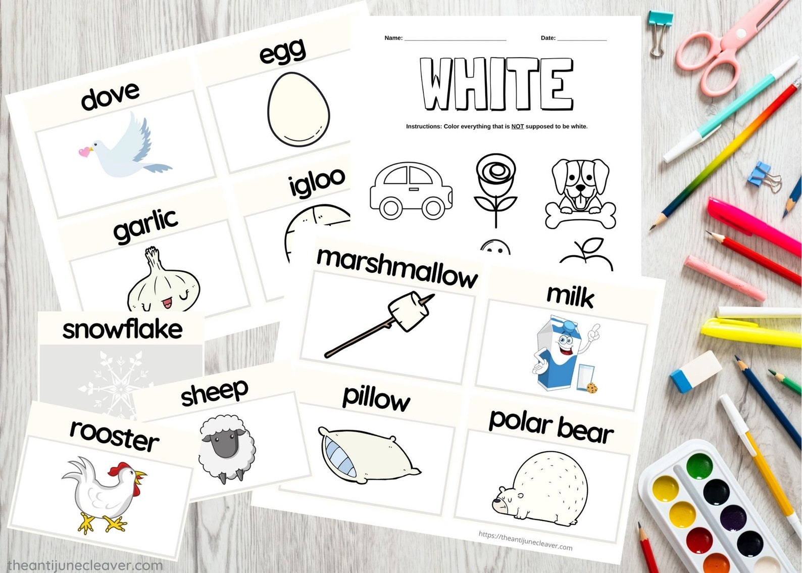 What things are white set of 16 white words flashcards etsy