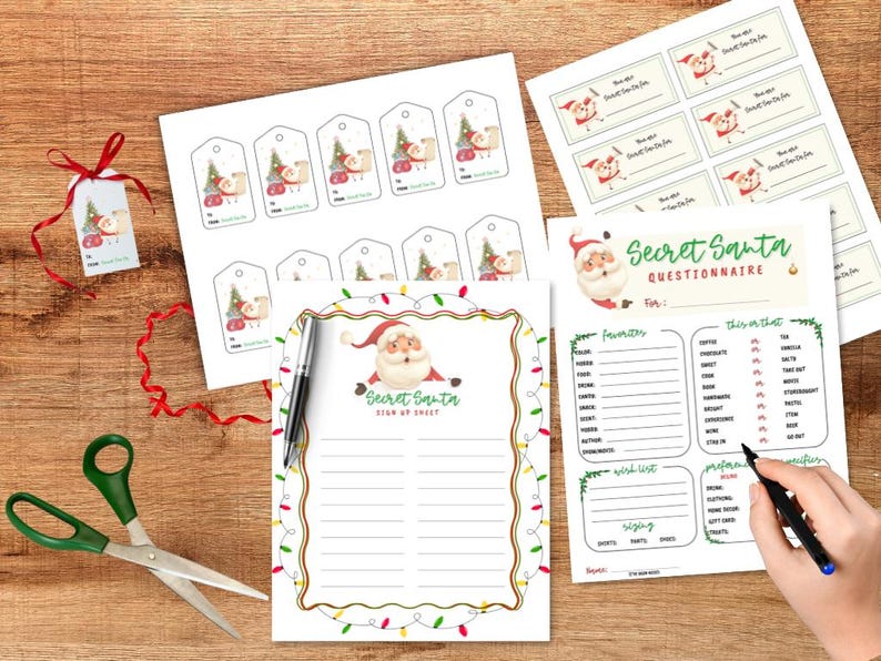 Questionnaire Example Cute Cute Secret Santa Questionnaire Bundle - Perfect for an Office, Family ...
