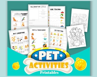 Animals Pets Printables for Kids - Educational Activities & Worksheets for Preschool, Kindergarten, 1st Grade