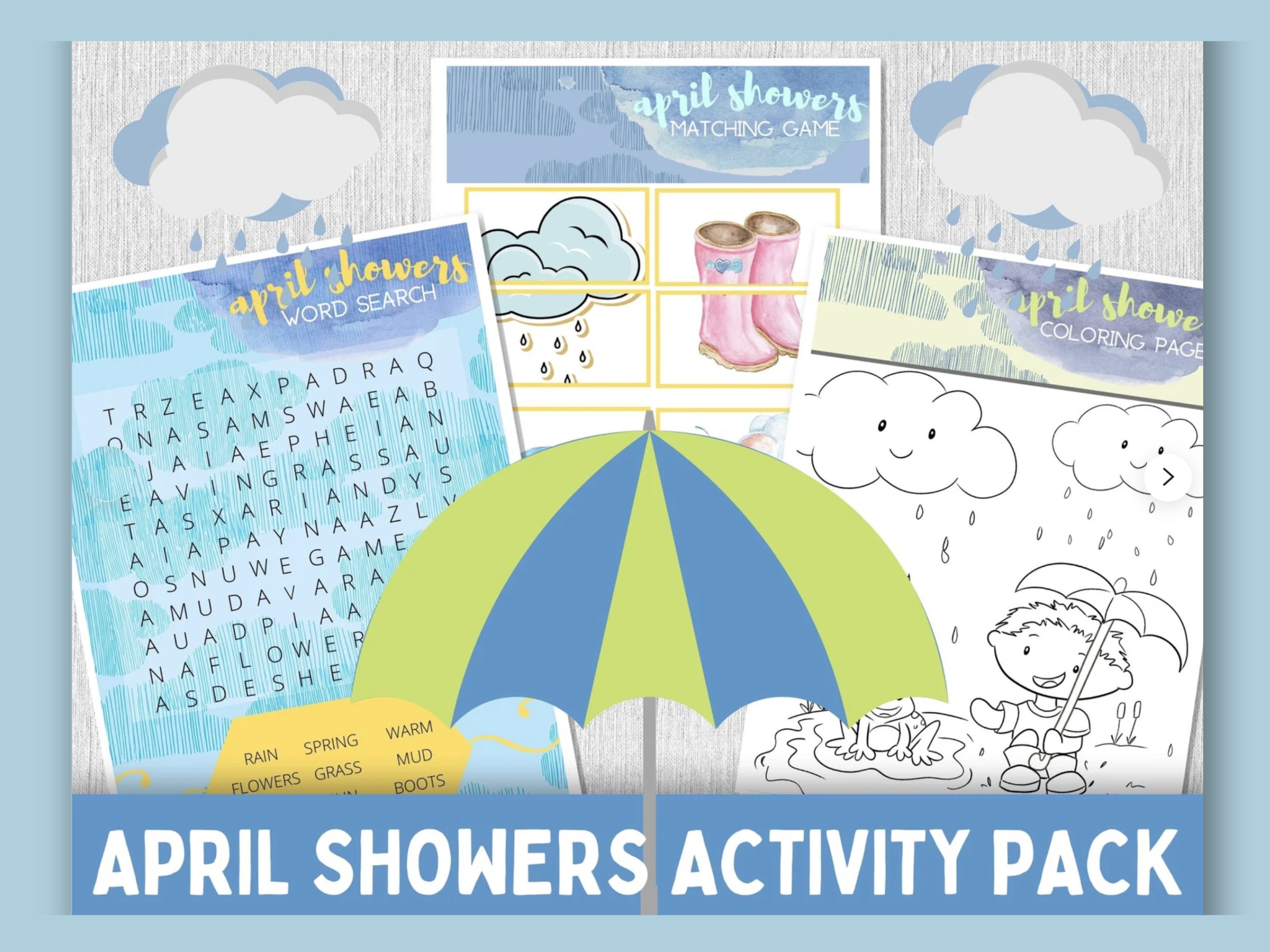 april showers rainy day weather printable activity worksheets etsy