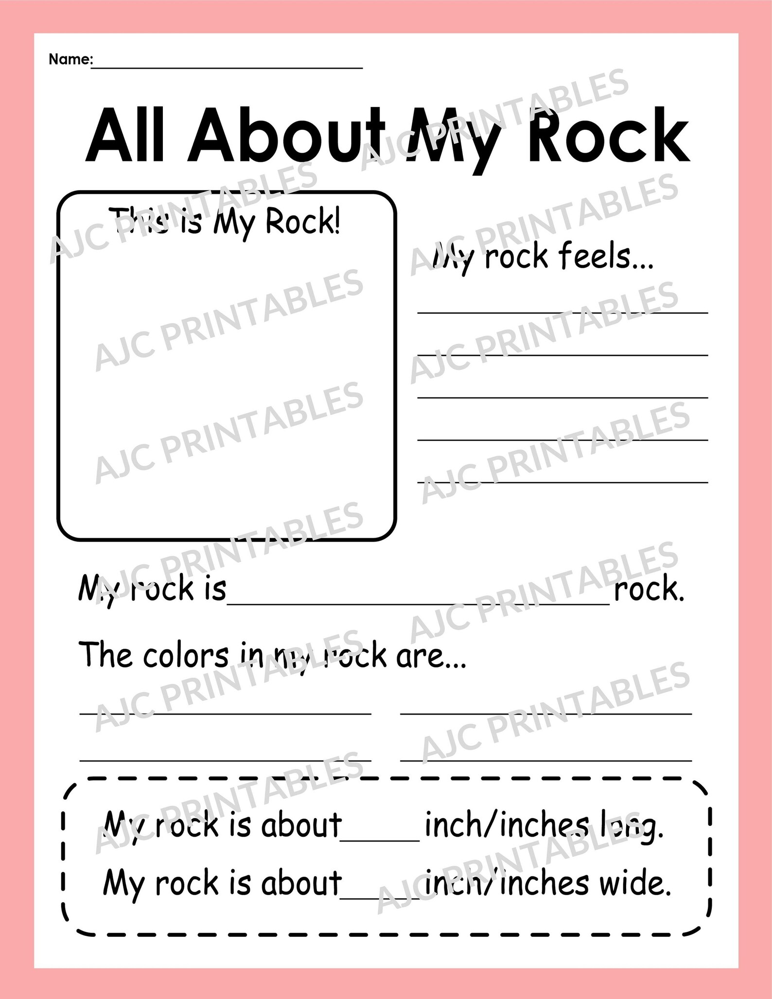Rock Printables Activities for Kids Who Love Rocks | Etsy